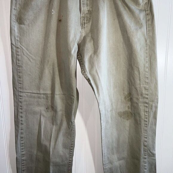 Wrangler Jeans Size 38x32 Mens Relaxed Fit Destroyed Stained Light Khakis - Picture 4 of 9